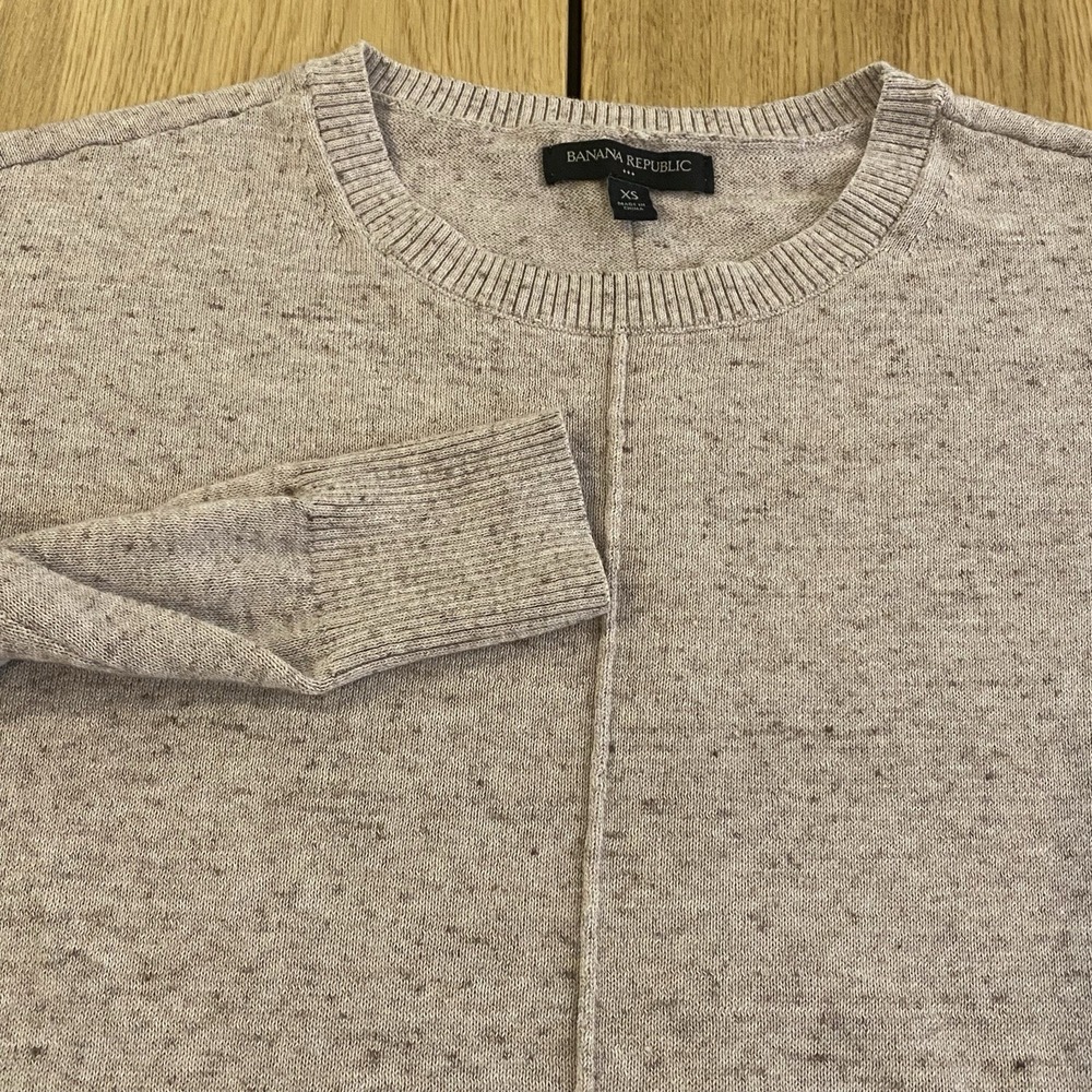 Banana Republic FLECK BOATNECK PULLOVER SWEATER Heather Oatmeal Beige XS